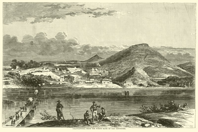 تشاتانوغا من الضفة الشمالية لتينيسي ، سبتمبر 1863 بواسطة المدرسة الأمريكية