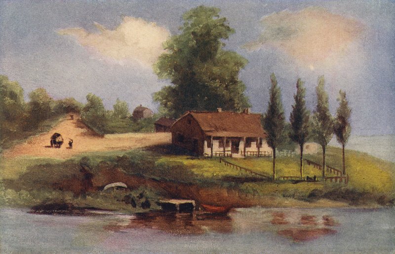 شيكاغو: The Old Kinzie House (لون ليثو) بواسطة المدرسة الأمريكية