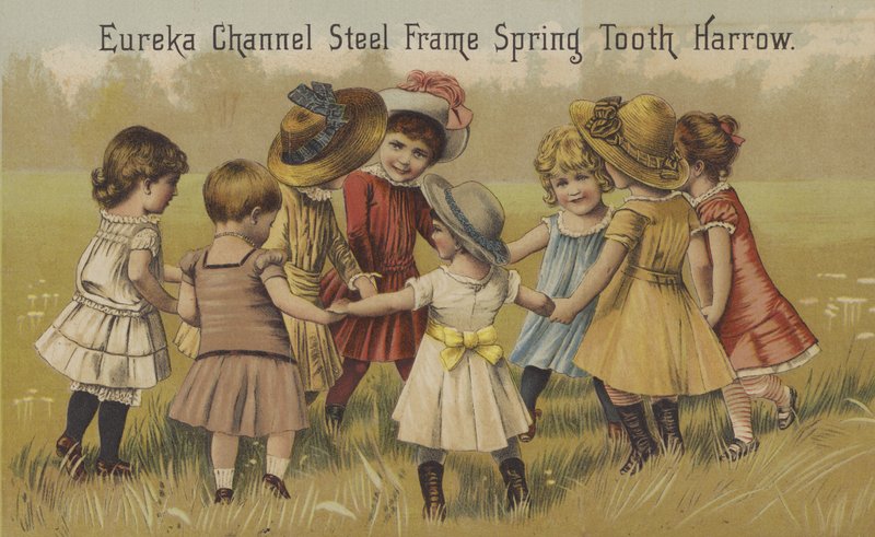 الأطفال يلعبون Ring-A-Ring O 'Roses (chromolitho) بواسطة المدرسة الأمريكية