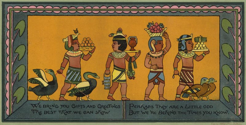 Egyptian themed Christmas card (colour litho) بواسطة المدرسة الأمريكية