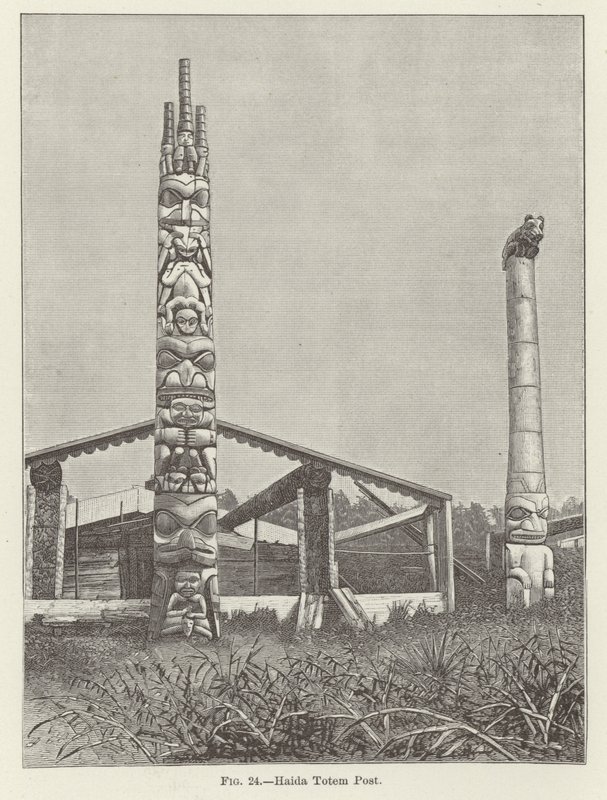 مشاركة Haida Totem Post بواسطة المدرسة الأمريكية