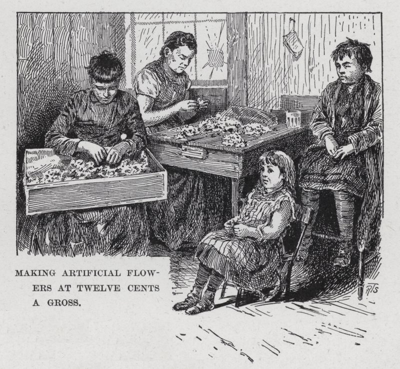 Making Artificial Flowers at Twelve Cents a Gross (litho) بواسطة المدرسة الأمريكية