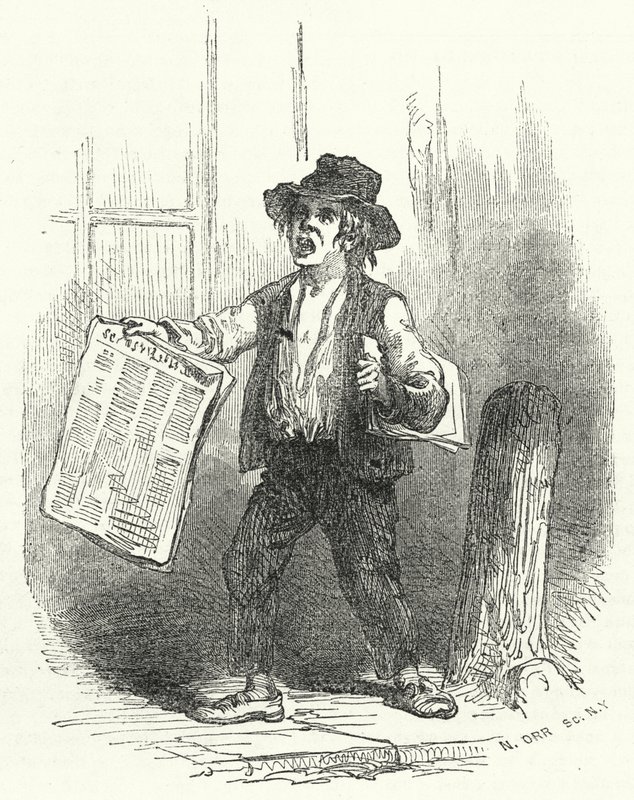 Newspaper Seller (engraving) بواسطة المدرسة الأمريكية