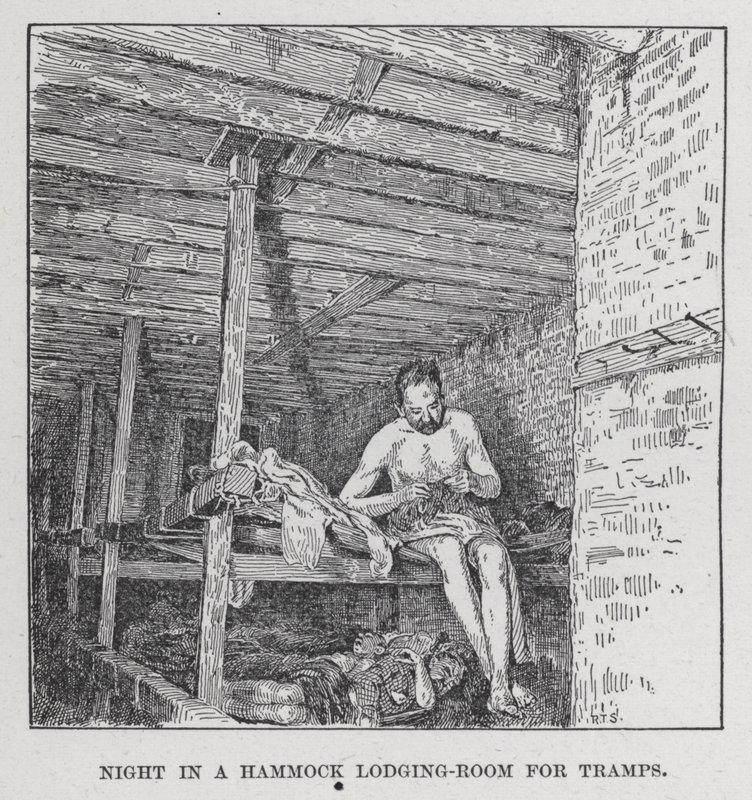 Night in a Hammock Lodging-Room for Tramps (litho) بواسطة المدرسة الأمريكية