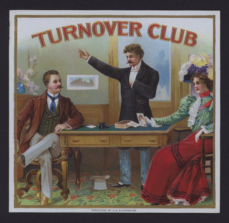نادي Turnover ، ملصق السيجار (كروموليثو) بواسطة المدرسة الأمريكية