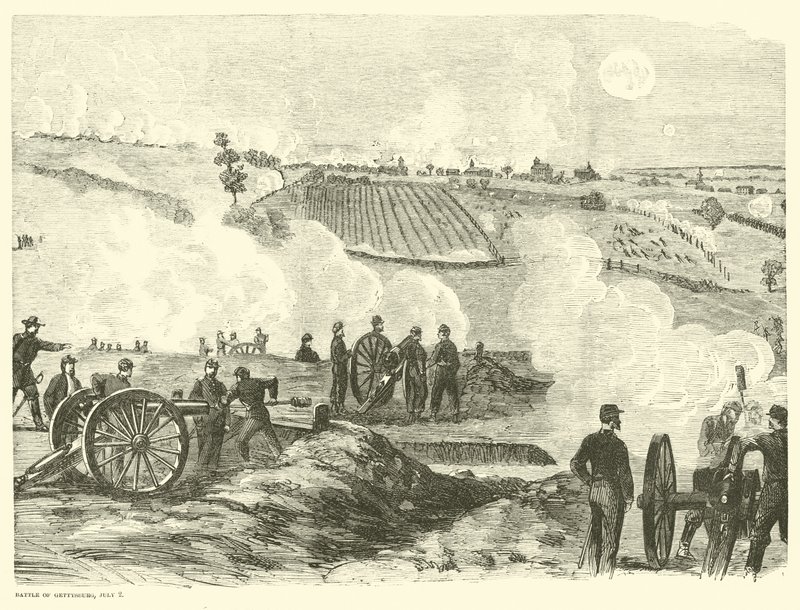 موقع نقابي بالقرب من المركز ، معركة جيتيسبيرغ ، 2 يوليو ، يوليو 1863 بواسطة المدرسة الأمريكية