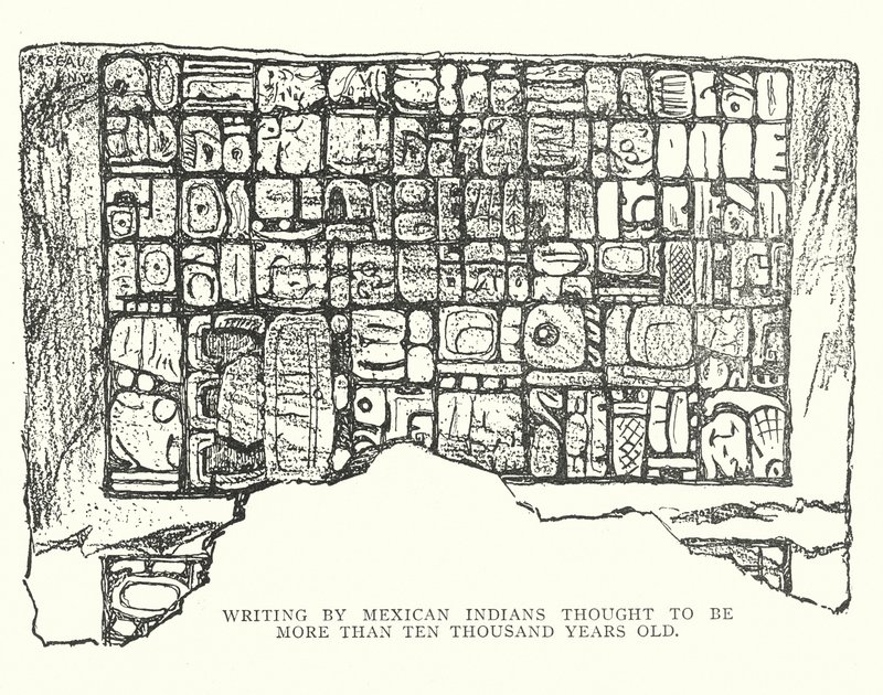 يُعتقد أن الكتابة التي كتبها هنود مكسيكيون يعود تاريخها إلى أكثر من 10000 عام (litho) بواسطة المدرسة الأمريكية