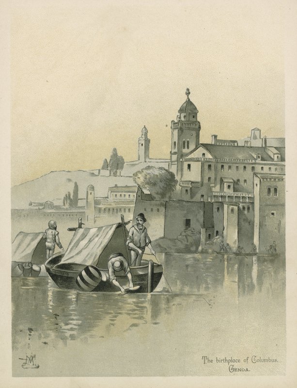 جنوة ، مسقط رأس كريستوفر كولومبوس (chromolitho) بواسطة أندرو ميلروز