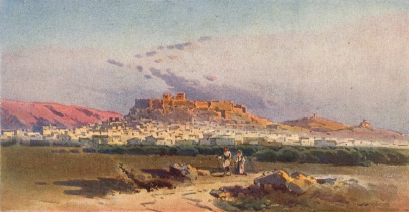 أثينا والأكروبوليس (لون ليثو) بواسطة أنجيلوس جياللينوس