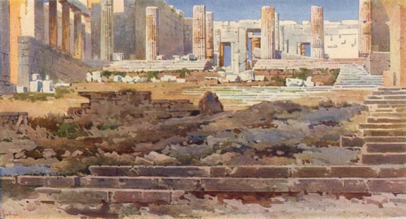 Propylaea على الأكروبوليس ، أثينا (لون ليثو) بواسطة أنجيلوس جياللينوس