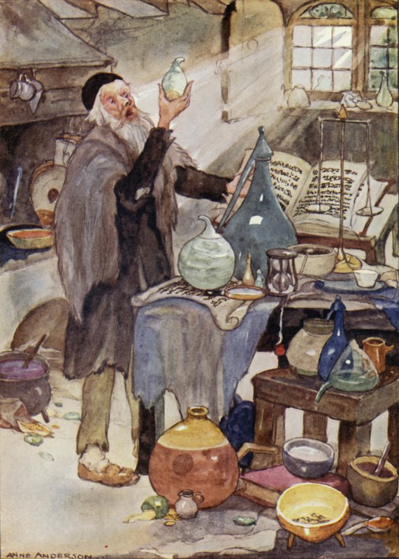 الخيميائي ، مشهد من حكاية هانز كريستيان أندرسن الخيالية حكاية الريح (لون ليثو) بواسطة آن (بعد) أندرسون