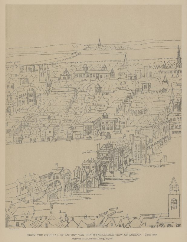 عرض لندن ، c1550 بواسطة Anthonis van den Wyngaerde