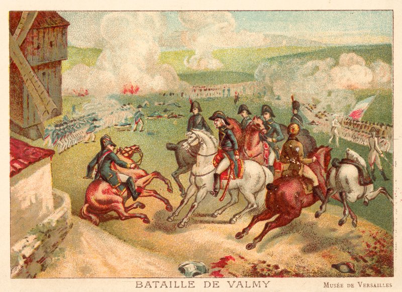 معركة فالمي ، فرنسا ، 1792 (chromolitho) بواسطة أنطوان تشارلز هوراس فيرنيه