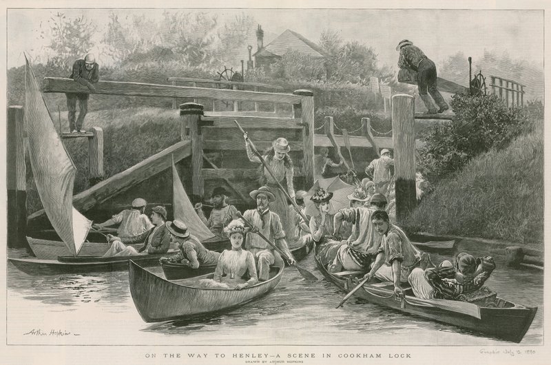 في الطريق إلى Henley - مشهد في Cookham Lock بواسطة آرثر هوبكنز