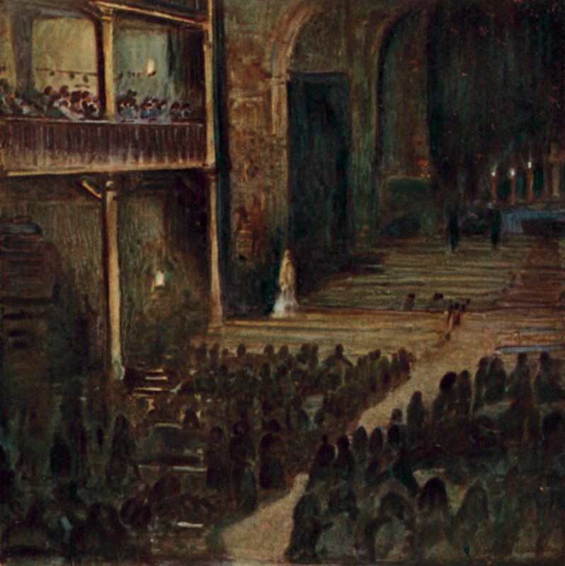 بلاد الباسك: Good Friday Evening، Church of St Jean Baptiste، St Jean de Luz (color litho) بواسطة آرثر روملي فيدن