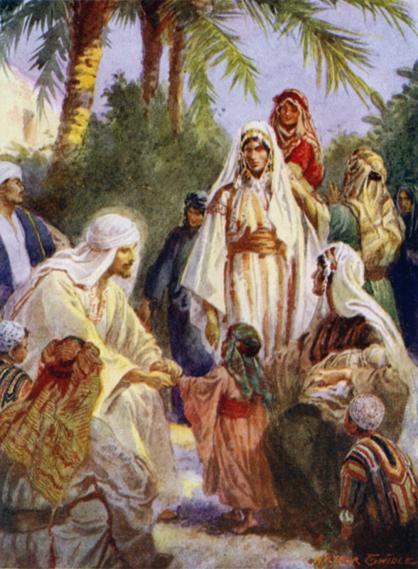 يسوع والأطفال (لون ليثو) بواسطة آرثر تويدل