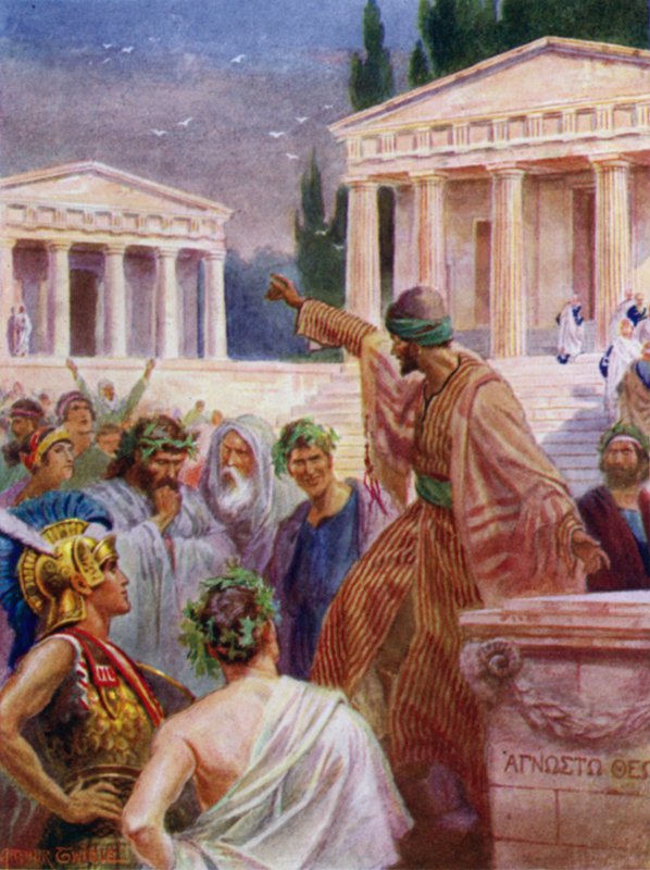 Paul preaching at Athens (colour litho) بواسطة آرثر تويدل