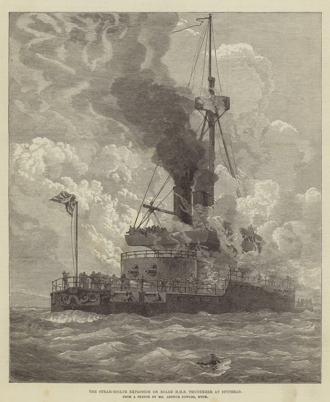 انفجار المراجل البخارية على متن HMS Thunderer في Spithead بواسطة آرثر ويلينجتون فاولز