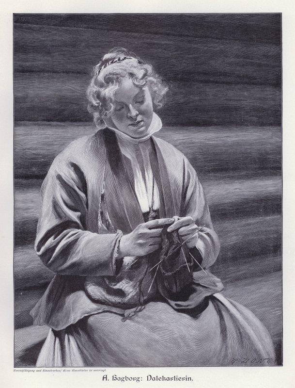 Portrait of a woman knitting (engraving) بواسطة أغسطس فيلهلم نيكولاوس هاجبورج