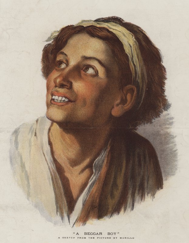 صبي متسول (chromolitho) بواسطة بارتولومي إستيبان موريللو