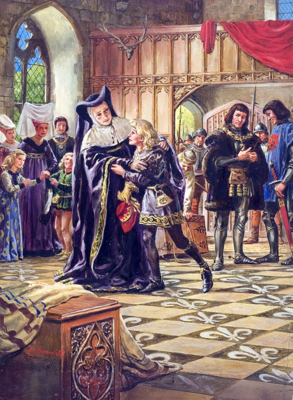 إدوارد الخامس (1470-1483) الذي تم تسليمه إلى دوق غلوستر (1452-1455) (غواش على ورق) بواسطة سي إل دوتي