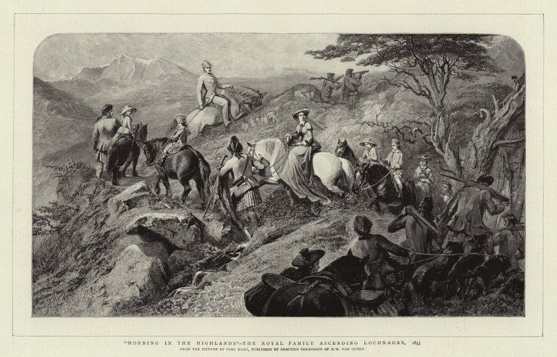 صباحًا في المرتفعات ، العائلة المالكة تصعد Lochnagar ، 1853 بواسطة كارل هاج