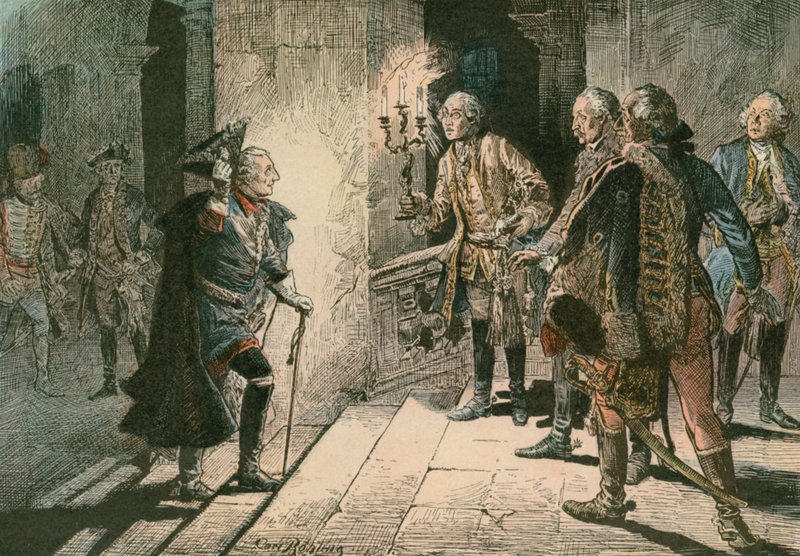 فريدريك العظيم (1712-1786) في قلعة ليسا مساء معركة ليوتن عام 1757 بواسطة كارل فارغ