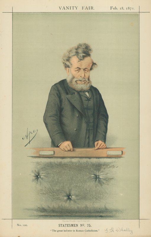 السيد جورج هاموند والي ، المؤمن الكبير بالكاثوليكية الرومانية ، 18 فبراير 1871 ، فانيتي فير كارتون بواسطة كارلو بيليجريني