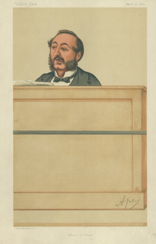 السيد إيرا د سانكي ، الحمد والصلاة ، 10 أبريل 1875 ، فانيتي فير كارتون بواسطة كارلو بيليجريني