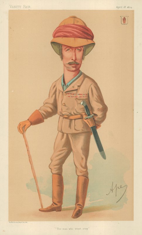 السير Garnet J Wolseley ، الرجل الذي لن يتوقف ، 18 أبريل 1874 ، كرتون Vanity Fair بواسطة كارلو بيليجريني