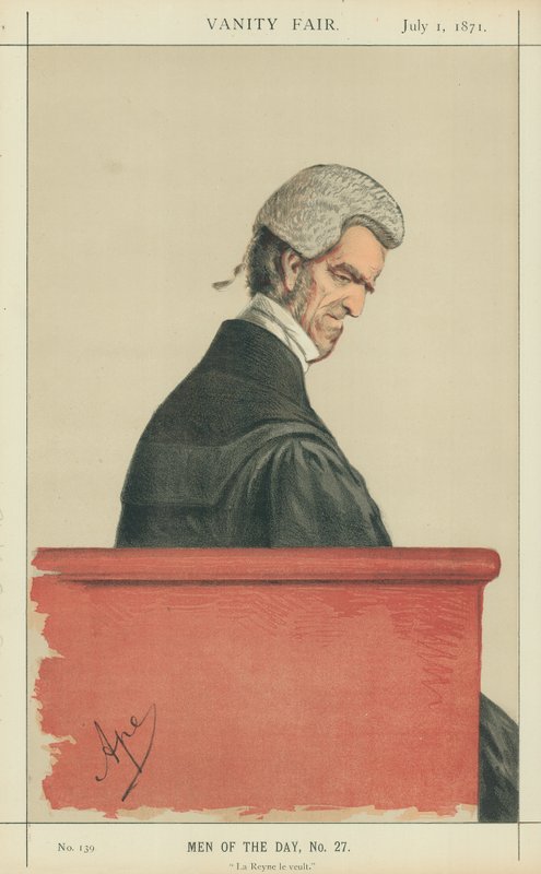 السير جون جورج شو - لوفيفر ، La Reyne le veult ، 1 يوليو 1871 ، رسوم متحركة Vanity Fair بواسطة كارلو بيليجريني