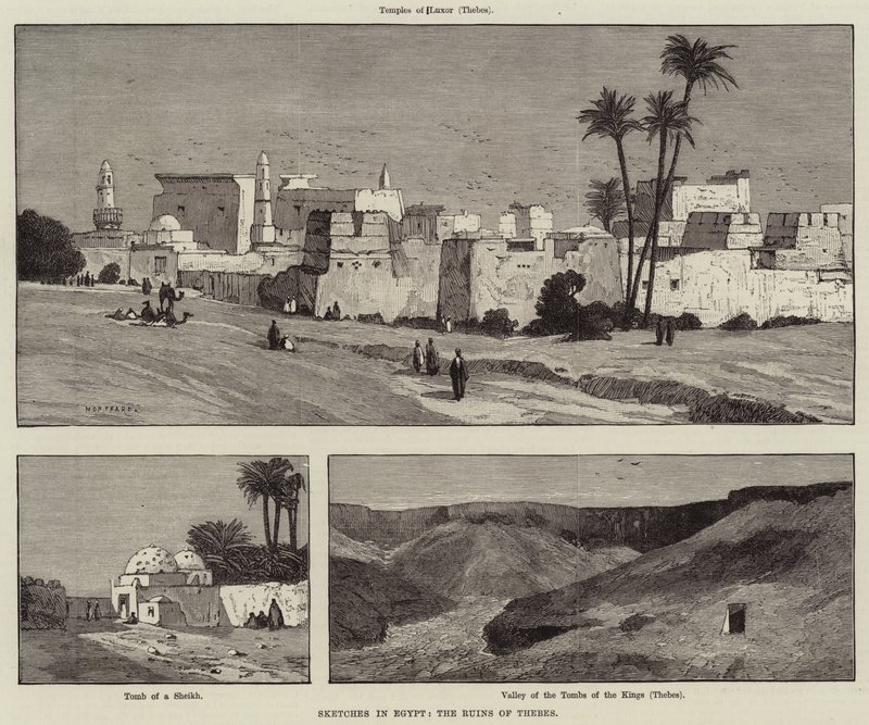 اسكتشات في مصر ، أطلال طيبة بواسطة تشارلز أوغست لويي