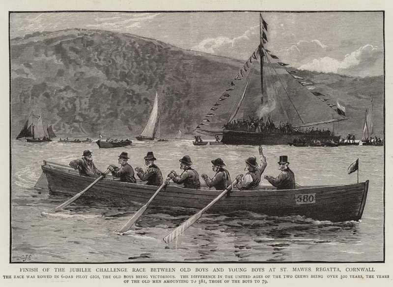 الانتهاء من سباق تحدي اليوبيل بين أولد بويز ويونغ بويز في St Mawes Regatta ، كورنوال بواسطة تشارلز ج. ستانيلاند