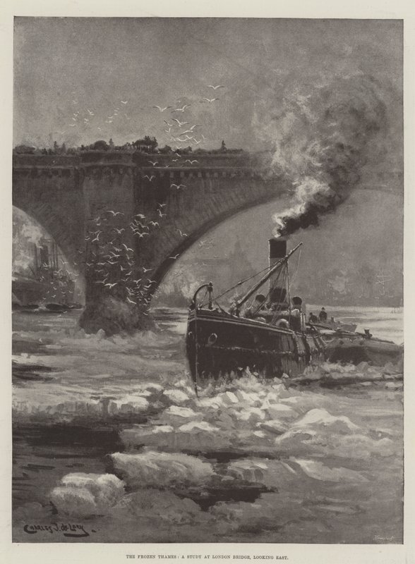 The Frozen Thames ، دراسة في جسر لندن ، تطل على الشرق بواسطة تشارلز جون دي لاسي