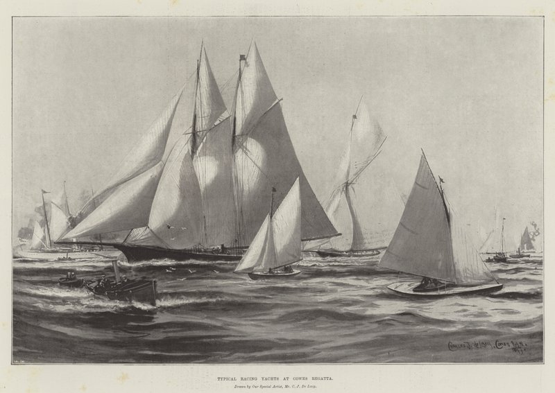 يخوت سباقات نموذجية في Cowes Regatta بواسطة تشارلز جون دي لاسي