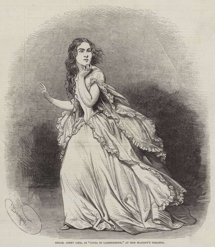 Mademoiselle Jenny Lind ، مثل Lucia di Lammermoor ، في مسرح صاحبة الجلالة بواسطة تشارلز بوجنيت