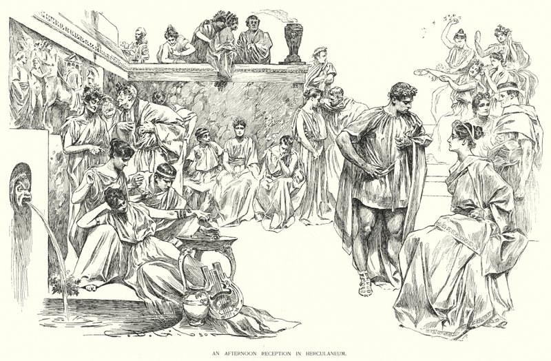 حفل استقبال بعد الظهر في Herculaneum (litho) بواسطة تشارلز دانا جيبسون
