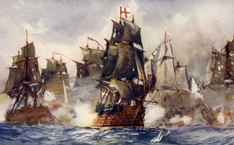 هائلة رودني كسر الخط ، 1782 بواسطة تشارلز إدوارد ديكسون