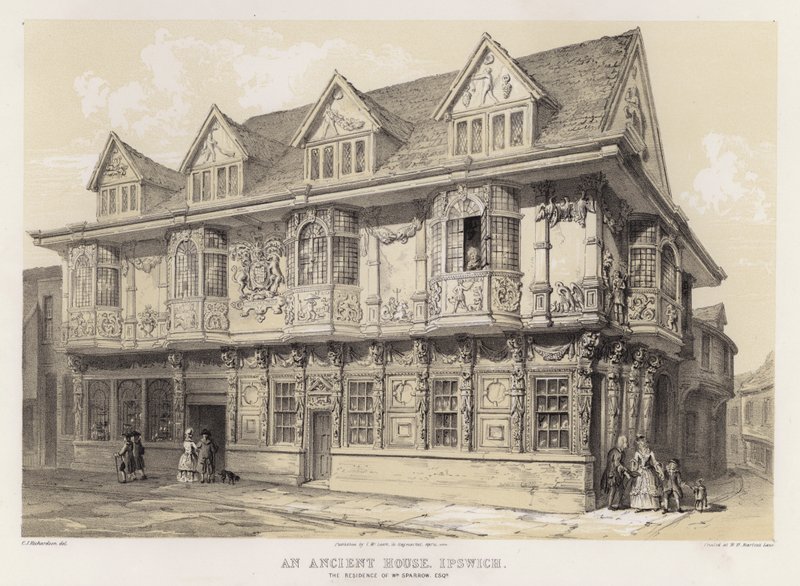 An ancient house, Ipswich, the residence of William Sparrow (colour litho) بواسطة تشارلز جيمس ريتشاردسون