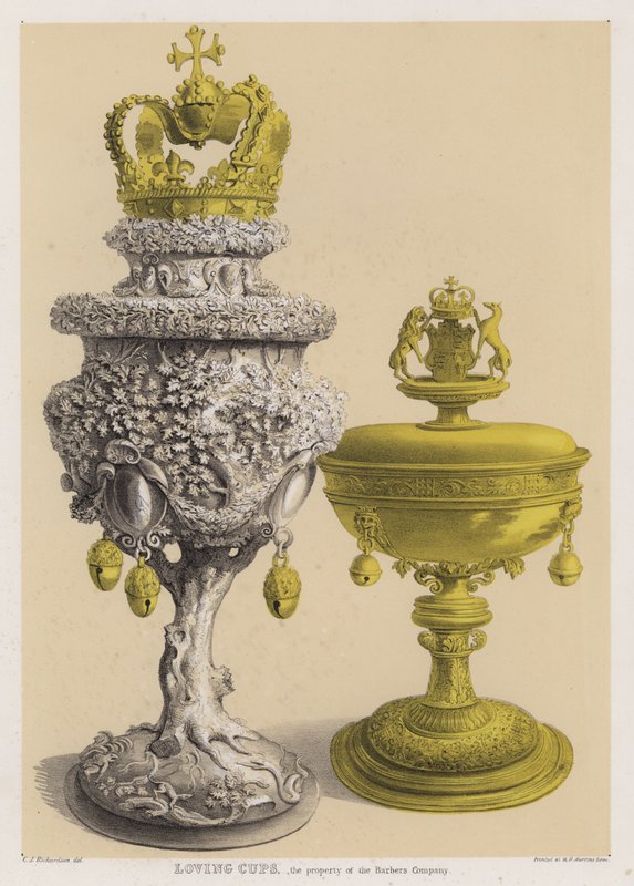 Loving cups, the property of the Barbers Company (colour litho) بواسطة تشارلز جيمس ريتشاردسون
