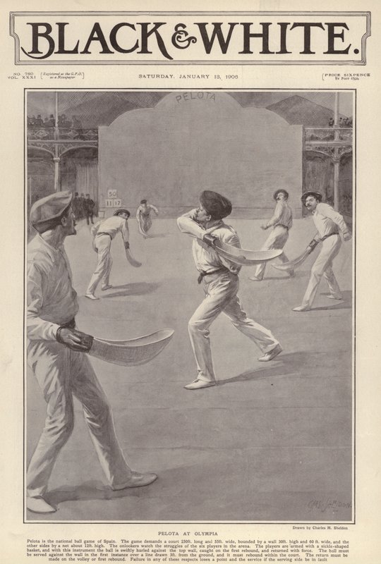 The Basque sport of pelota being played at Olympia, London (litho) بواسطة تشارلز ميلز (بعد) شيلدون