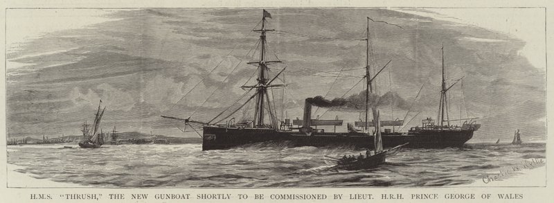 HMS Thrush ، القارب الحربي الجديد قريبًا بتكليف من صاحب السمو الملكي الأمير جورج أمير ويلز بواسطة تشارلز ويليام ويلي