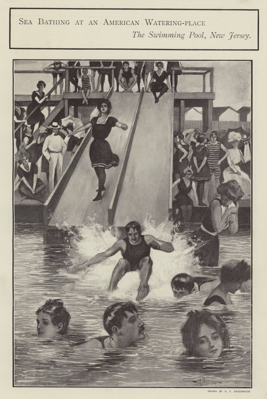Sea bathing at a swimming pool in New Jersey, United States (litho) بواسطة كلارنس ف