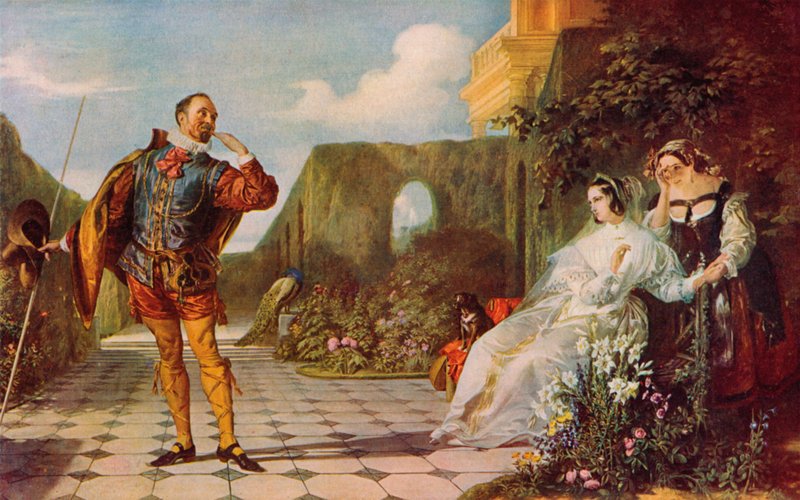 شكسبير: Malvolio and Olivia ، Twelfth Night ، Act III ، Scene 4 (color litho) بواسطة دانيال (بعد) ماكليز
