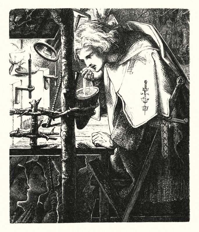 Sir Galahad (engraving) بواسطة دانتي جابرييل (بعد) روسيتي