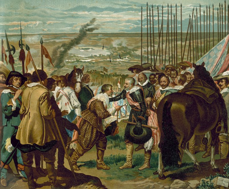 استسلام بريدا ، هولندا ، 1625 (chromolitho) بواسطة دييجو فيلاسكيز