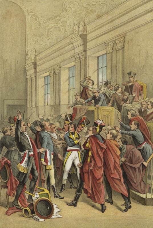 نابليون يطرد مجلس الخمسمائة من غرفته ، انقلاب 18 برومير ، 1799 بواسطة المدرسة الهولندية