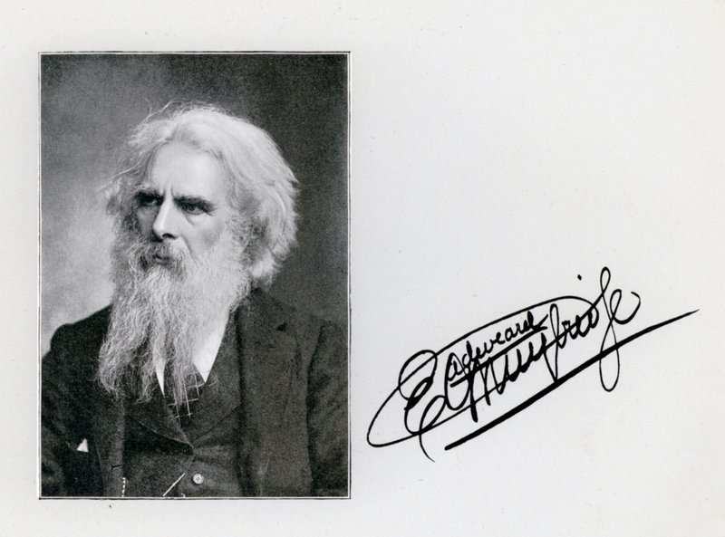 Eadweard Muybridge ، صورة وتوقيع (صورة بالأبيض والأسود) بواسطة ايدويرد مويبريدج