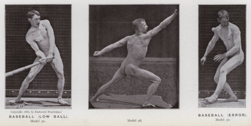 The Human Figure in Motion: Baseball, low ball; Baseball, error (b/w photo) بواسطة ايدويرد مويبريدج
