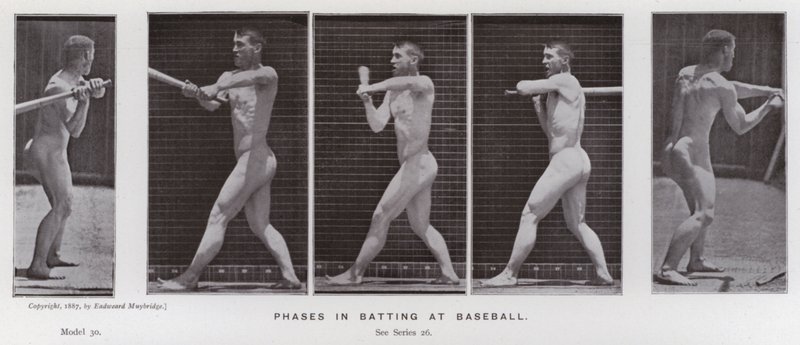 The Human Figure in Motion: Phases in batting at baseball (b/w photo) بواسطة ايدويرد مويبريدج